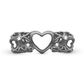 Christina Forever and Ever Charm 6 mm til Classic Læderarmbånd - Blankpoleret Rutheniumbelagt m. 4 Hvide Topas 630-B78