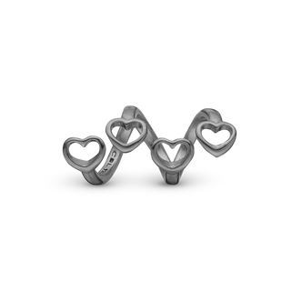 Christina Family Hearts Charm 6 mm til Classic Læderarmbånd - Blankpoleret Rutheniumbelagt 630-B91