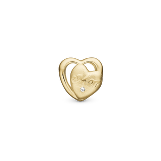 Christina Mor I love You Charm 6 mm til Classic Læderarmbånd - Mat Forgyldt Sterling Sølv m. 1 Cubic Zirkonia 630-G256
