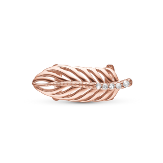 Christina Sparkling Feather Charm 6 mm til Classic Læderarmbånd - Blankpoleret Rosaforgyldt m. 5 Hvide Cubic Zirkonia 630-R102