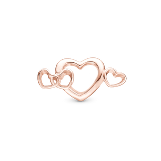 Christina 4 Hearts Love Charm 6 mm til Classic Læderarmbånd - Blankpoleret Rosaforgyldt 630-R199
