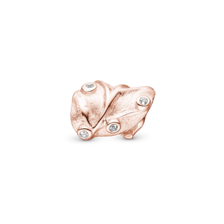 Christina Curved Leaf Charm 6 mm til Classic Læderarmbånd - Mat Rosaforgyldt m. 6 Hvide Cubic Zirkonia 630-R229