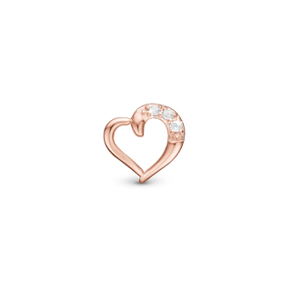 Christina Love Story Charm 6 mm til Classic Læderarmbånd - Blankpoleret Rosaforgyldt m. 3 Hvide Cubic Zirkonia 630-R245