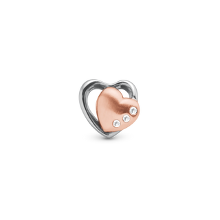 Christina Hearts 2-tone Charm 6 mm til Classic Læderarmbånd - Mat Rosaforgyldt m. 3 Hvide Topas 630-R60