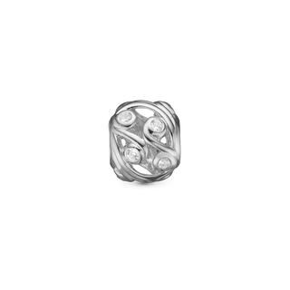 Christina Ocean Soul Charm 6 mm til Classic Læderarmbånd - Blankpoleret Sterling Sølv m. 10 Hvide Topas 630-S108