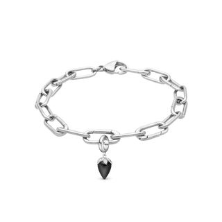 Christina Live sampak sølv Small Link Armbånd med Black Chalcedony 625-livesam3-S-S/20