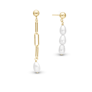 Christina Playful Pearls Hænge Øreringe - Blankpoleret Forgyldt Sterling Sølv m. 4 Hvide Ferskvandsperler 670-G81