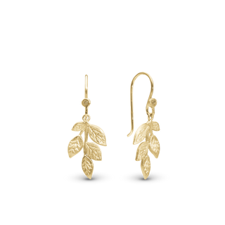 Christina Leaf Beauty Hænge Øreringe - Børstet Forgyldt Sterling Sølv 670-G94
