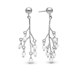 Christina Cherry Tree Hænge Øreringe - Blankpoleret Sterling Sølv m. 12 Hvide Ferskvandsperler 670-S101