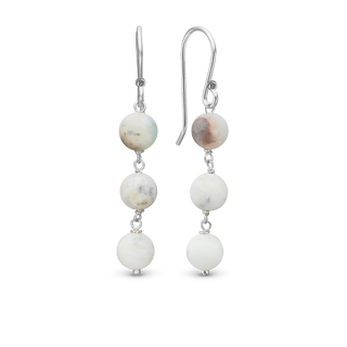 Christina Amazonite Hænge Øreringe - Blankpoleret Sterling Sølv m. 6 Multi color Amazonite 670-S43