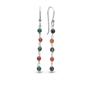 Christina Carnelian Hænge Øreringe - Blankpoleret Sterling Sølv m. 10 Multi color Multi stone 670-S46