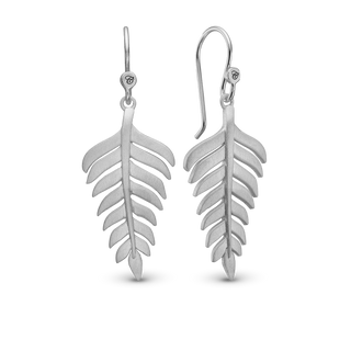 Christina Fern Leaf Hænge Øreringe - Satin Sterling Sølv 670-S57