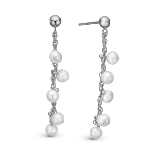 Christina Dangling Pearls Hænge Øreringe - Sterling Sølv m. 10 Hvide Ferskvandsperler 670-S63