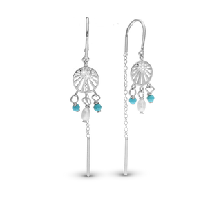 Christina Ocean Sunset Hænge Øreringe - Blankpoleret Sterling Sølv m. 18 Hvide Cubic Zirkonia 670-S78