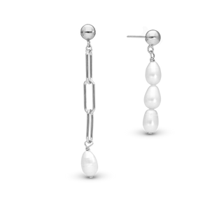 Christina Playful Pearls Hænge Øreringe - Blankpoleret Sterling Sølv m. 4 Hvide Ferskvandsperler 670-S81