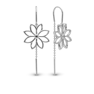 Christina Simple Flower Hænge Øreringe - Blankpoleret Sterling Sølv 670-S92