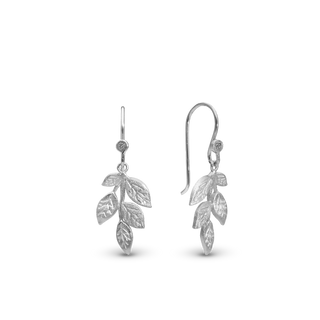 Christina Leaf Beauty Hænge Øreringe - Børstet Sterling Sølv 670-S94
