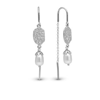 Christina Sparkling Life Hænge Øreringe - Glitrende sølv m. 2 Hvide Ferskvandsperler 670-S99