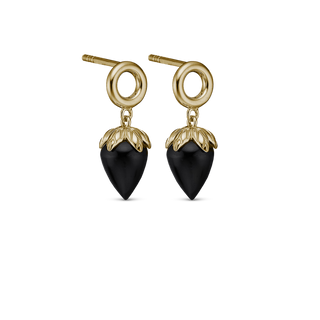 Christina Black Chalcedony Ørestikker - Blankpoleret Forgyldt Sterling Sølv m. 1 Kalcedon 671-G104-black