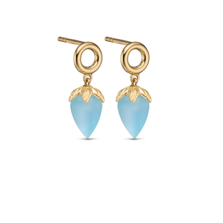Christina Blue Chalcedony Ørestikker - Blankpoleret Forgyldt Sterling Sølv m. 1 Kalcedon 671-G104-blue