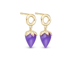 Christina Purple Chalcedony Ørestikker - Blankpoleret Forgyldt Sterling Sølv m. 1 Kalcedon 671-G104-purple