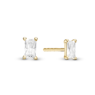 Christina White Baguette Ørestikker - Blankpoleret Forgyldt Sterling Sølv m. 2 Hvide Cubic Zirkonia 671-G113white