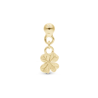 Christina Dangling Four Leaf Clover Enkelt Ørestik / Single Stud - Børstet Forgyldt Sterling Sølv 676-G05