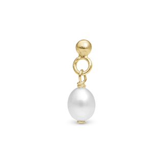 Christina Dangling Pearl Enkelt Ørestik / Single Stud - Blankpoleret Forgyldt Sterling Sølv m. 1 Ferskvandsperle 676-G08