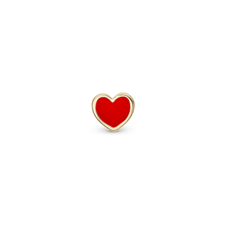 Christina Red Heart Enkelt Ørestik / Single Stud - Forgyldt Sterling Sølv 676-G23