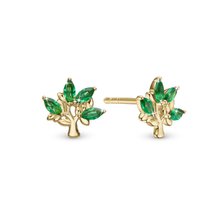 Christina Green Family Tree Ørestikker - Forgyldt Sterling Sølv m. 8 Grønne Cubic Zirkonia 671-G120