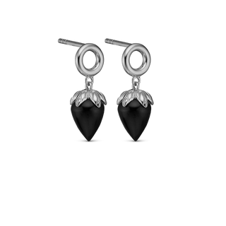 Christina Black Chalcedony Ørestikker - Blankpoleret Sterling Sølv m. 1 Kalcedon 671-S104-black