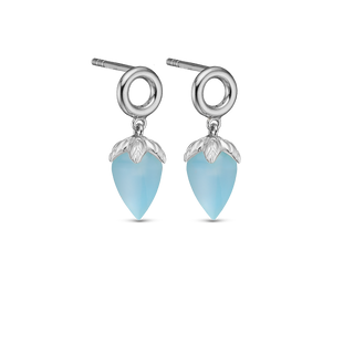 Christina Blue Chalcedony Ørestikker - Blankpoleret Sterling Sølv m. 1 Kalcedon 671-S104-blue