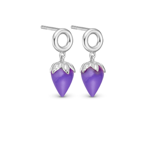 Christina Purple Chalcedony Ørestikker - Blankpoleret Sterling Sølv m. 1 Kalcedon 671-S104-purple