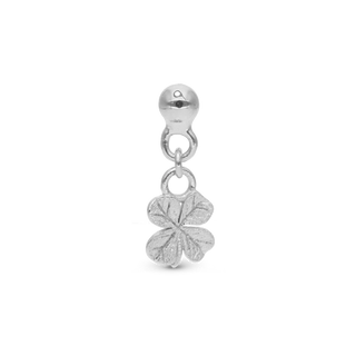 Christina Dangling Four Leaf Clover Enkelt Ørestik / Single Stud - Børstet Sterling Sølv 676-S05