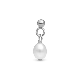 Christina Dangling Pearl Enkelt Ørestik / Single Stud - Blankpoleret Sterling Sølv m. 1 Ferskvandsperle 676-S08