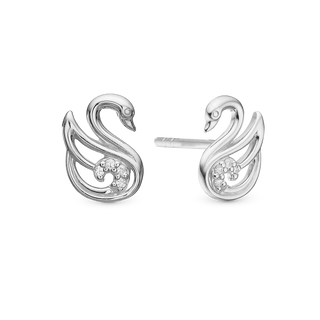 Christina The Swan Ørestikker - Blankpoleret Sterling Sølv m. 8 Hvide Topas 671-S97