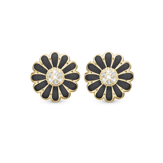 Christina Black Marguerit 18 mm Øreclips - Blankpoleret Forgyldt Sterling Sølv m. 14 Hvide Topas 674-G01black