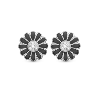 Christina Black Marguerit 18 mm Øreclips - Blankpoleret Sterling Sølv m. 14 Hvide Topas 674-S01black