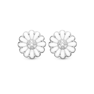 Christina White Marguerit 18 mm Øreclips - Blankpoleret Sterling Sølv m. 14 Hvide Topas 674-S01white