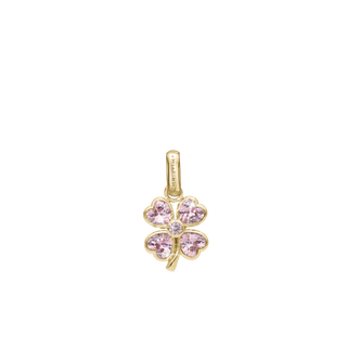 Christina Pink Heart Clover Vedhæng - Blankpoleret Forgyldt Sterling Sølv m. 5 Pinke Cubic Zirkonia 680-G143