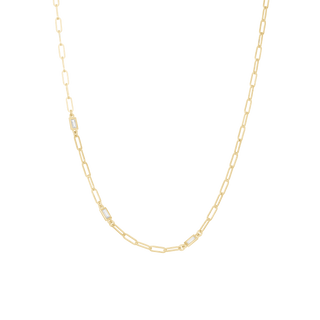 Christina Shiny Links Halskæde - Blankpoleret Forgyldt Sterling Sølv m. 3 Hvide Cubic Zirkonia 680-G152