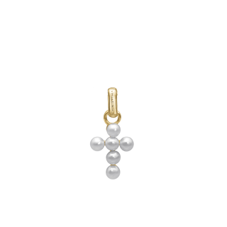 Christina Pearl Cross Vedhæng - Blankpoleret Forgyldt Sterling Sølv m. 6 Ferskvandsperler 680-G159