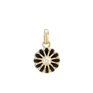 Christina 16 mm Sort Marguerit Vedhæng - Forgyldt Sterling Sølv 680-G30black