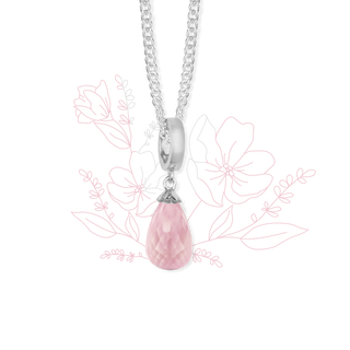 Christina Halskæde m Rosa Quartz drop  sølv Spring22-Rose-S
