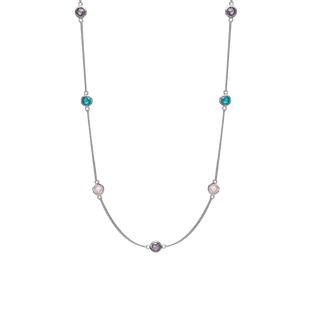 Christina Colourful Champagne Halskæde - Blankpoleret Sterling Sølv m. 7 Multi color Cubic Zirkonia 680-S115