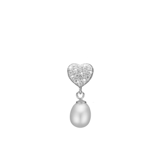 Christina Sparkling Heart Vedhæng - Sterling Sølv m. 14 Hvide Cubic Zirkonia og 1 Ferskvandsperle 680-S122