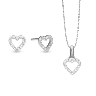 Christina Shimmery Heart Smykkesæt - Sterling Sølv m. Cubic Zirkonia 685-MOR2025-S