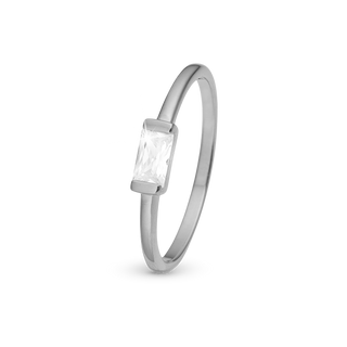 Christina White single Baguette Ring - Blankpoleret Sterling Sølv m. 1 Cubic Zirkonia 1.15.A