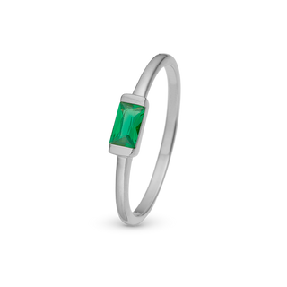 Christina Green single Baguette Ring - Blankpoleret Sterling Sølv m. 1 Cubic Zirkonia 1.16.A