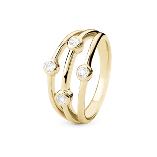 Christina Thrown Ring - Blankpoleret Forgyldt Sterling Sølv m. 4 Hvide Topas 3.18.B